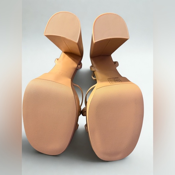 NEW Abbleet Women’s STRAPPY Block Chunky High Heels Open Toe Sandals Tan Size 10 - Picture 10 of 14